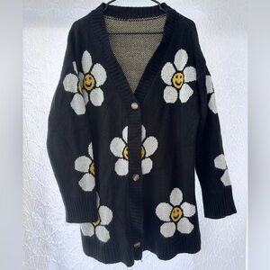 Black Daisy Smile Cardigan